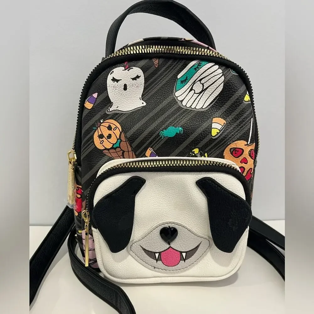 Betsey‎ Johnson Kitsch Halloween Dog Pug Bag Mini Backpack